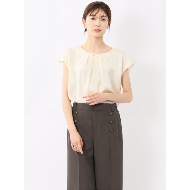 シボサテン ノースリ プルオーバーブラウス | TAKA-Q WOMEN | 詳細画像1 
