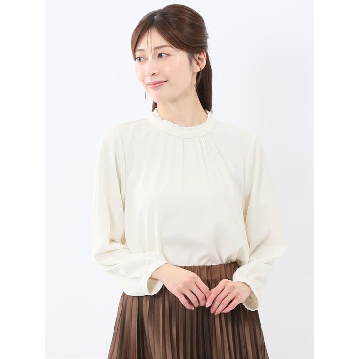 スタンドフリル 長袖プルオーバーブラウス | TAKA-Q WOMEN | 詳細画像1 