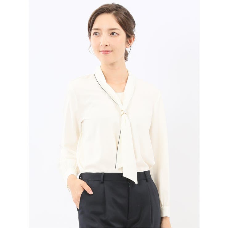 ボウタイ 長袖プルオーバーブラウス | TAKA-Q WOMEN | 詳細画像1 