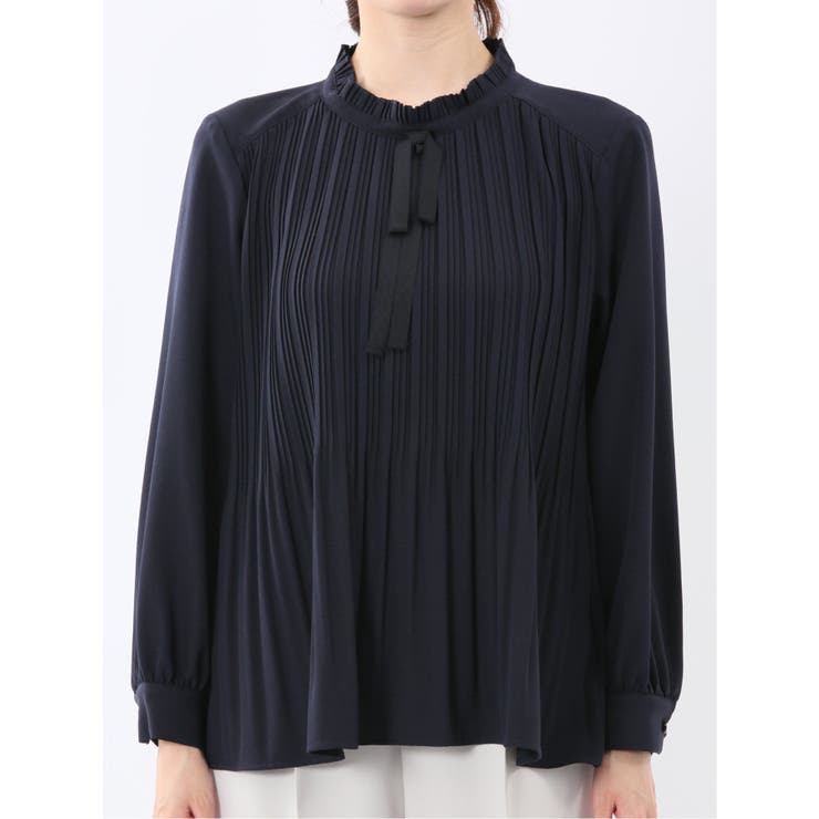 前身プリーツ リボン 長袖プルオーバーブラウス | TAKA-Q WOMEN | 詳細画像19 