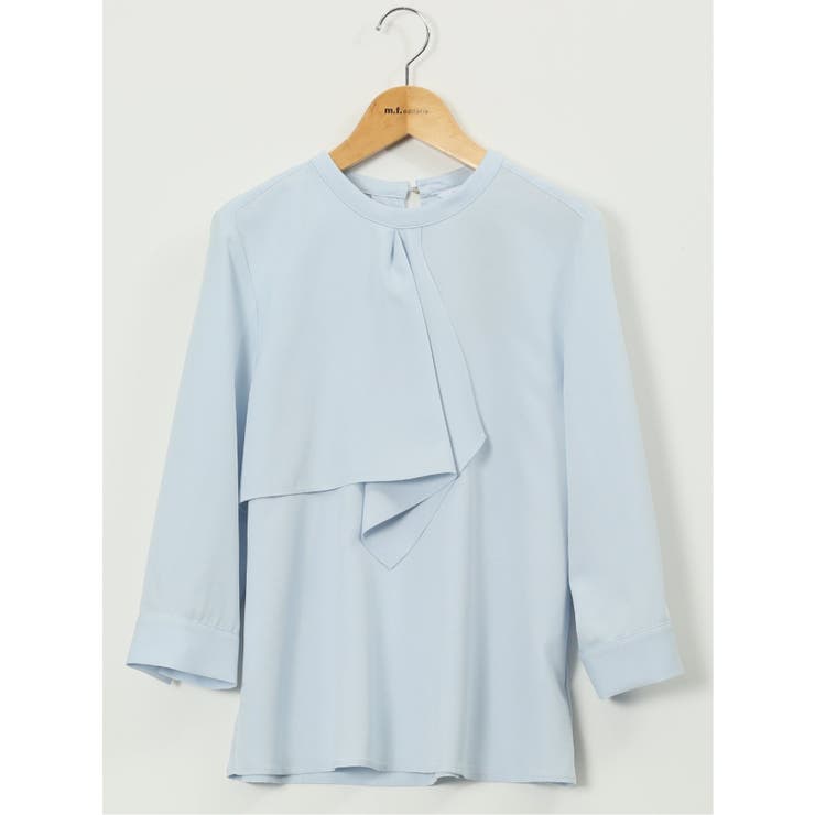 73サックス | ラッフルフリル 7分袖 プルオーバー ブラウス | TAKA-Q WOMEN