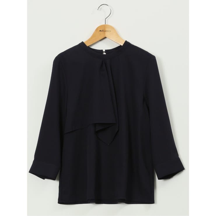 75紺 | ラッフルフリル 7分袖 プルオーバー ブラウス | TAKA-Q WOMEN