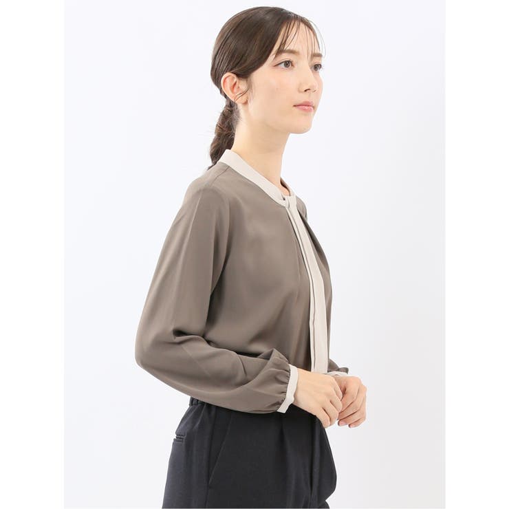 配色ボウタイ 長袖プルオーバーブラウス | TAKA-Q WOMEN | 詳細画像14 