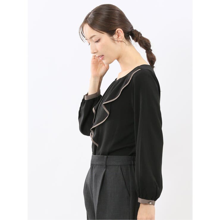 パイピングフリル 長袖プルオーバーブラウス | TAKA-Q WOMEN | 詳細画像2 