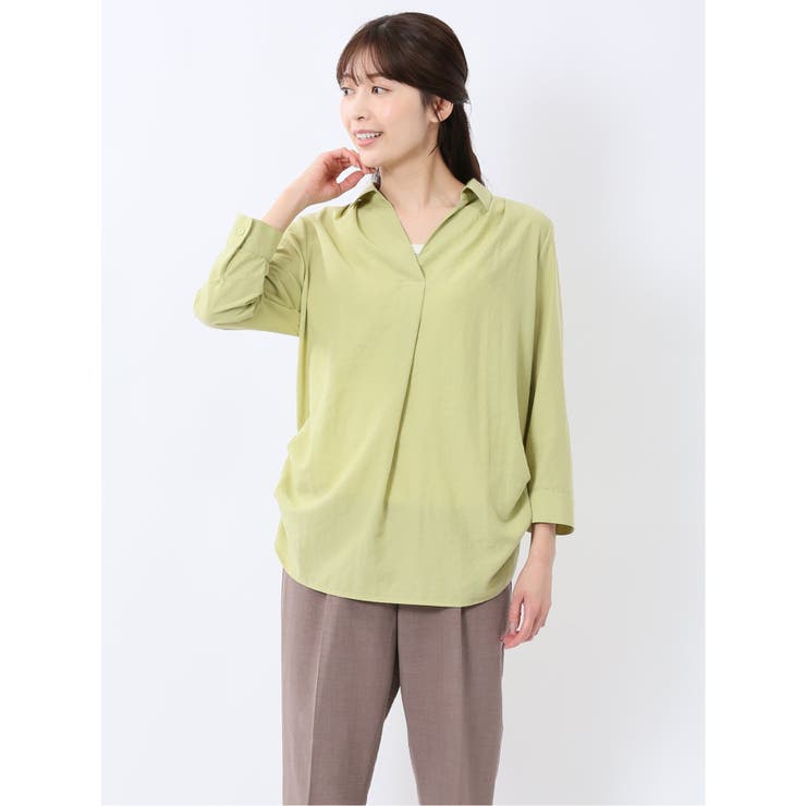 脇タックかぶり スキッパーシャツチュニック | TAKA-Q WOMEN | 詳細画像1 