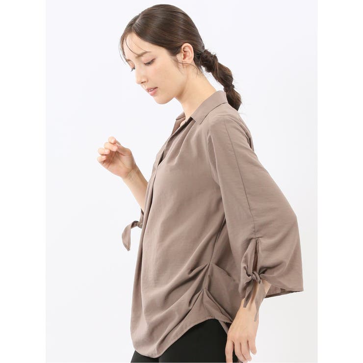 袖リボンかぶり スキッパーシャツチュニック | TAKA-Q WOMEN | 詳細画像14 