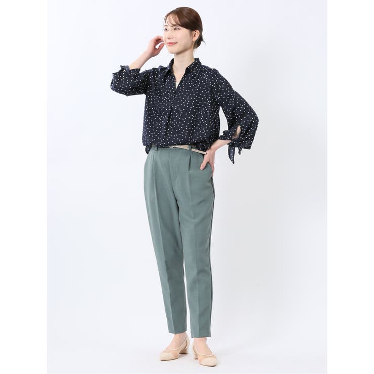 袖リボンかぶり スキッパーシャツチュニック[品番:TKQJ0025278 袖リボンかぶり スキッパーシャツチュニック[品番:TKQJ0025278