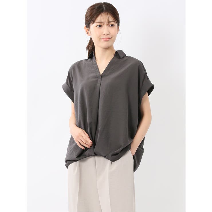 フロントタックかぶり スキッパーシャツ | TAKA-Q WOMEN | 詳細画像1 