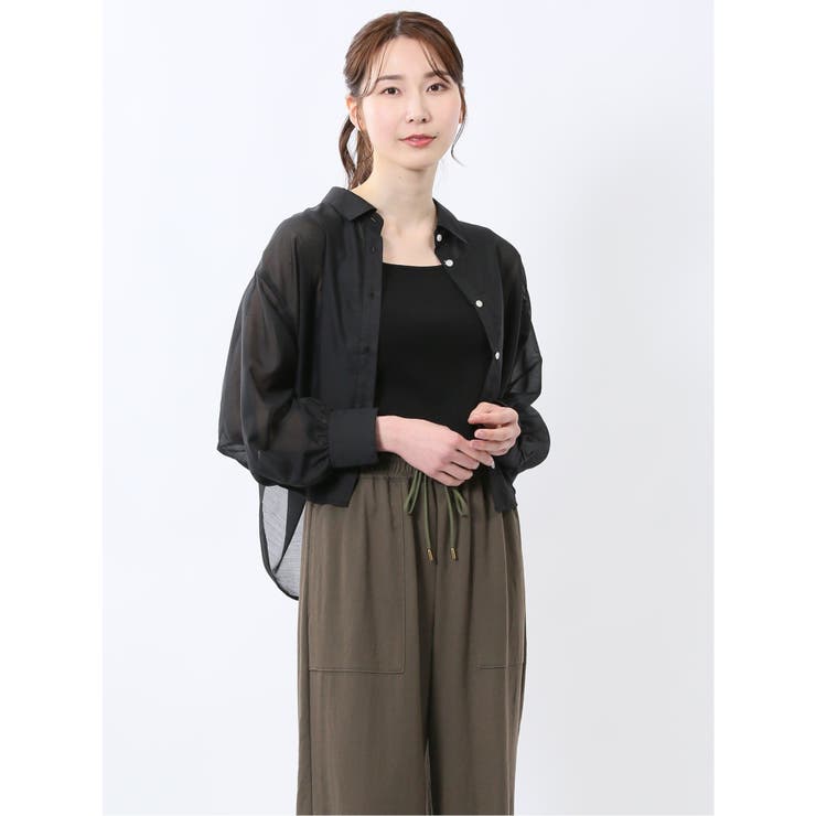 ショート シアー長袖シャツ | TAKA-Q WOMEN | 詳細画像1 