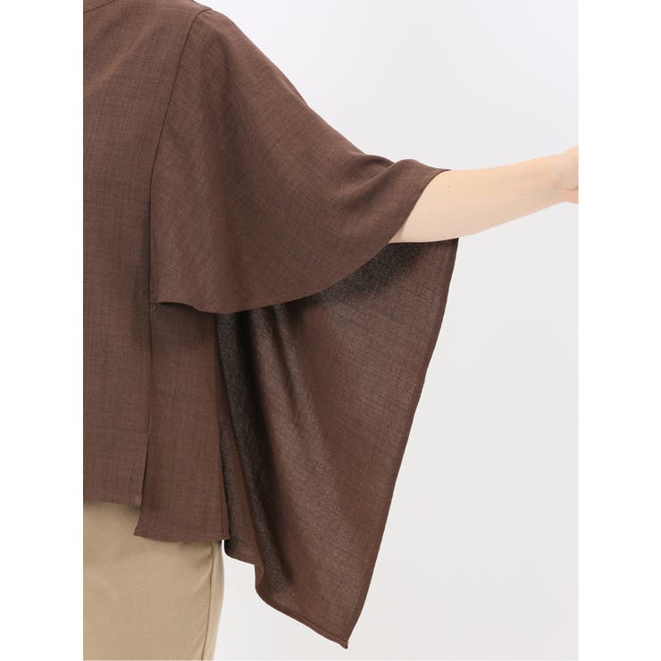 麻調合繊 スキッパー ケープブラウス | TAKA-Q WOMEN | 詳細画像10 