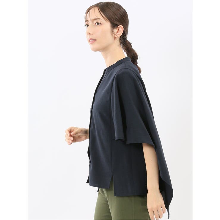 麻調合繊 スキッパー ケープブラウス | TAKA-Q WOMEN | 詳細画像14 