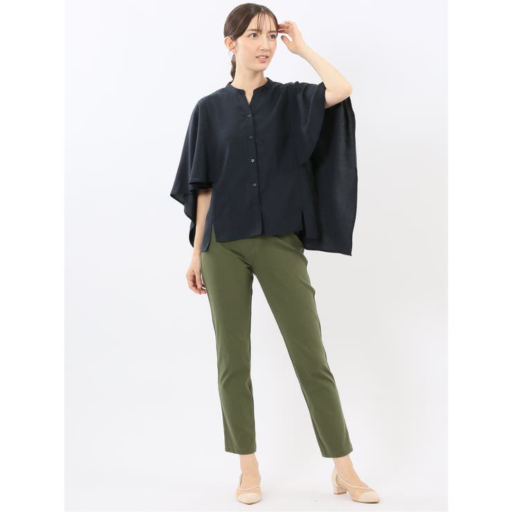 麻調合繊 スキッパー ケープブラウス | TAKA-Q WOMEN | 詳細画像17 