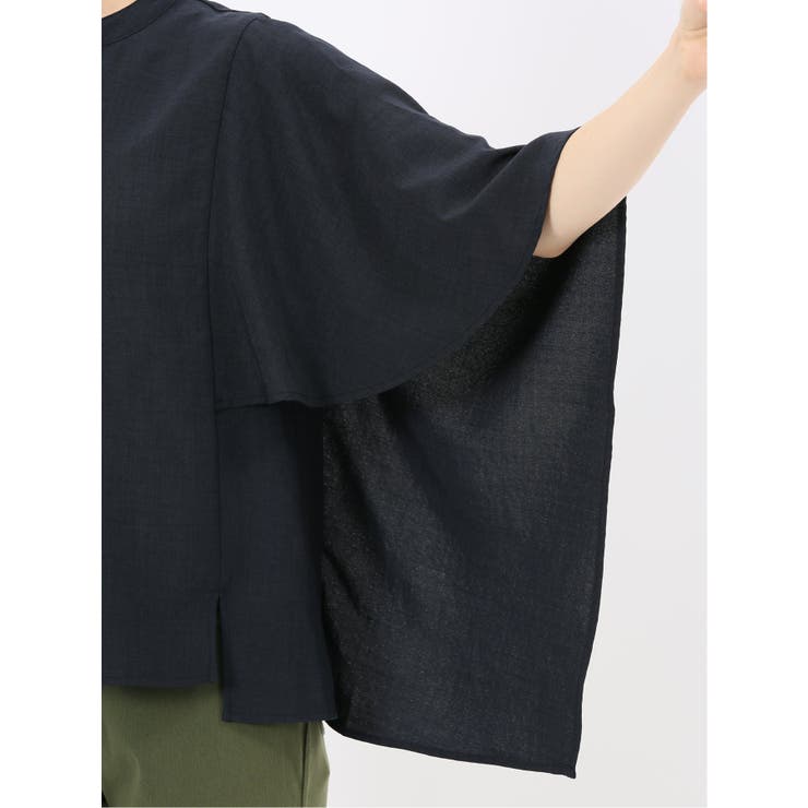 麻調合繊 スキッパー ケープブラウス | TAKA-Q WOMEN | 詳細画像22 