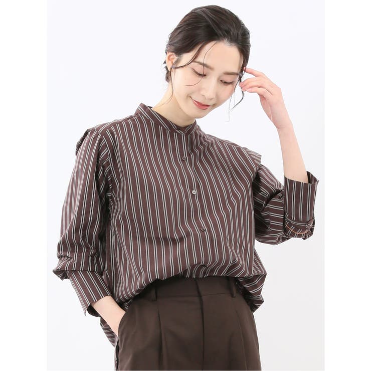 マオカラー 長袖ブラウス | TAKA-Q WOMEN | 詳細画像1 