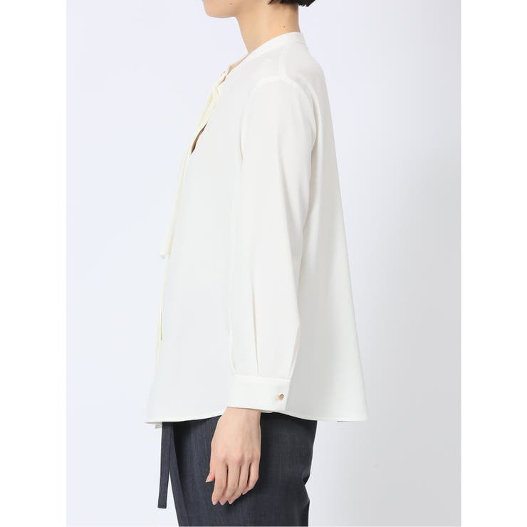 ラッフルフリル バンドカラー 8分袖プルオーバーブラウス | TAKA-Q WOMEN | 詳細画像19 