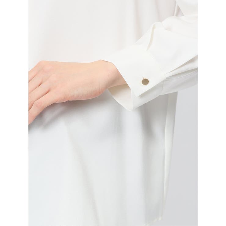 ラッフルフリル バンドカラー 8分袖プルオーバーブラウス | TAKA-Q WOMEN | 詳細画像22 