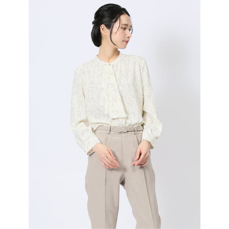 ラッフルフリル バンドカラー 8分袖プルオーバーブラウス | TAKA-Q WOMEN | 詳細画像26 