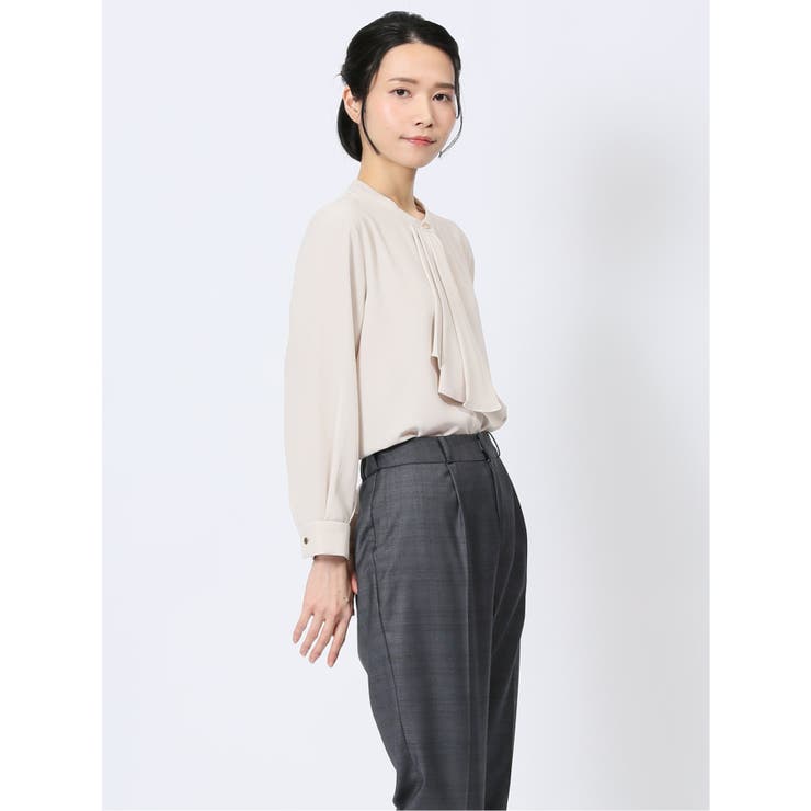 ラッフルフリル バンドカラー 8分袖プルオーバーブラウス | TAKA-Q WOMEN | 詳細画像4 