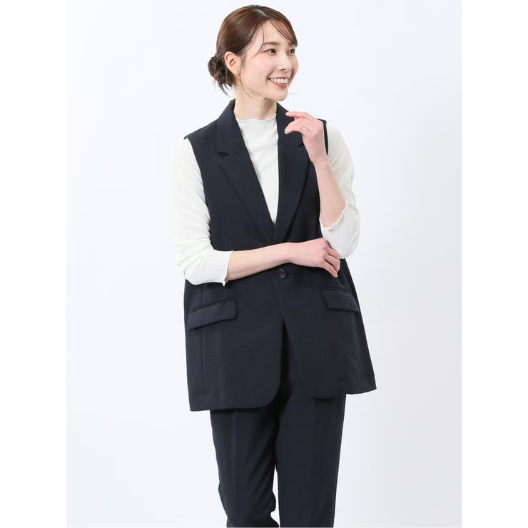 【特別訳あり特価】 麻調合繊 テーラード ロングジレ（セットアップ可能）[品番 トップス