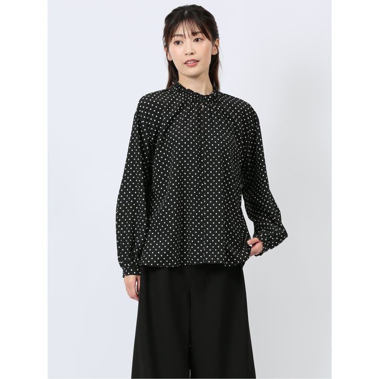 ドット柄 長袖プルオーバーブラウス | TAKA-Q WOMEN | 詳細画像1 