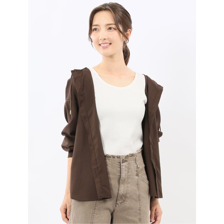 35こげ茶 | マイクロサキソニー シャツアウター | TAKA-Q WOMEN