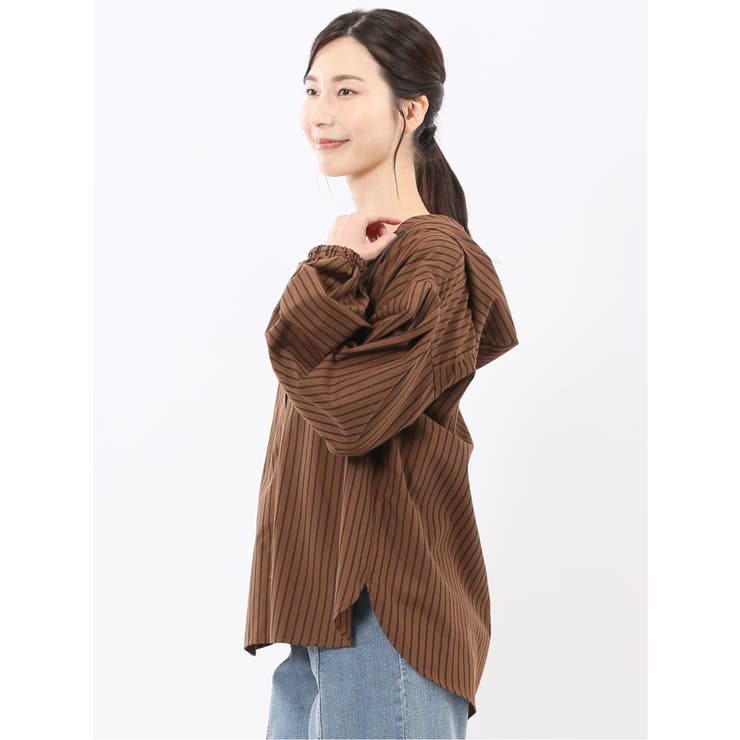 綿混ブロード ストライプ柄 シャツアウター | TAKA-Q WOMEN | 詳細画像2 