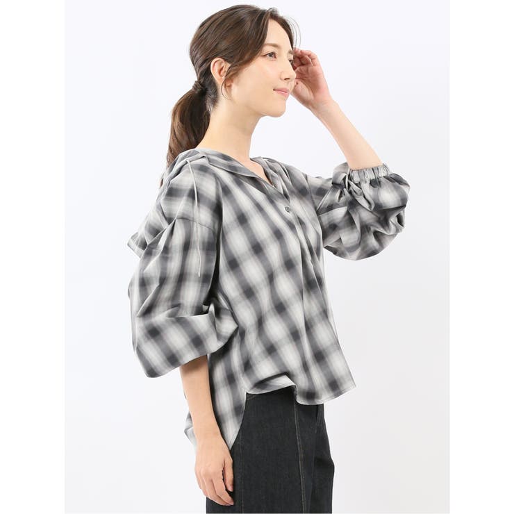 綿混ブロード チェック柄 シャツアウター | TAKA-Q WOMEN | 詳細画像4 