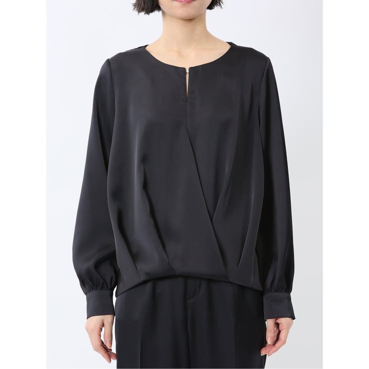 光沢サテン 長袖プルオーバーブラウス(セットアップ可能) | TAKA-Q WOMEN | 詳細画像20 