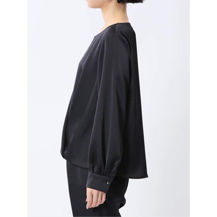 光沢サテン 長袖プルオーバーブラウス(セットアップ可能) | TAKA-Q WOMEN | 詳細画像21 