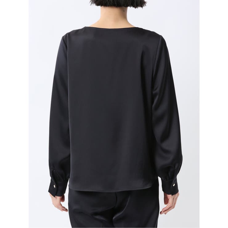 光沢サテン 長袖プルオーバーブラウス(セットアップ可能) | TAKA-Q WOMEN | 詳細画像22 