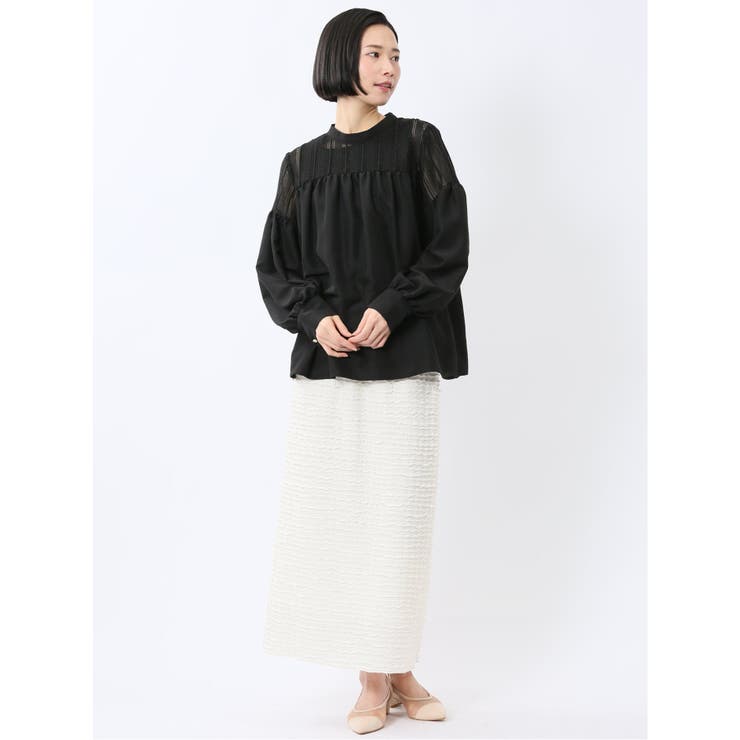 レースサテン 長袖プルオーバーブラウス | TAKA-Q WOMEN | 詳細画像18 