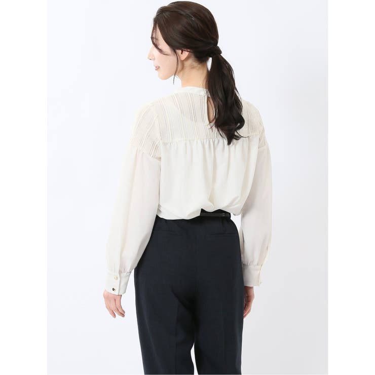 レースサテン 長袖プルオーバーブラウス | TAKA-Q WOMEN | 詳細画像3 