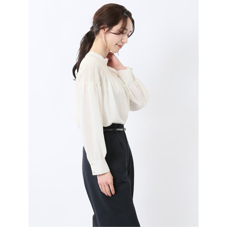 レースサテン 長袖プルオーバーブラウス | TAKA-Q WOMEN | 詳細画像4 