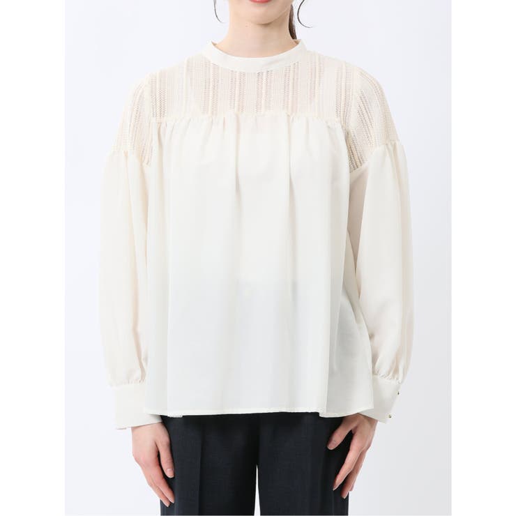 レースサテン 長袖プルオーバーブラウス | TAKA-Q WOMEN | 詳細画像6 