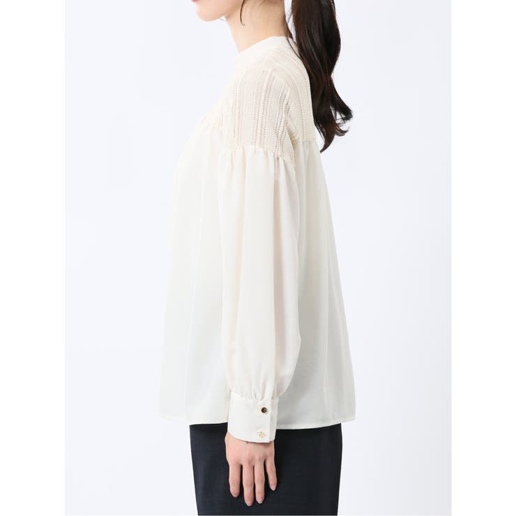 レースサテン 長袖プルオーバーブラウス | TAKA-Q WOMEN | 詳細画像7 