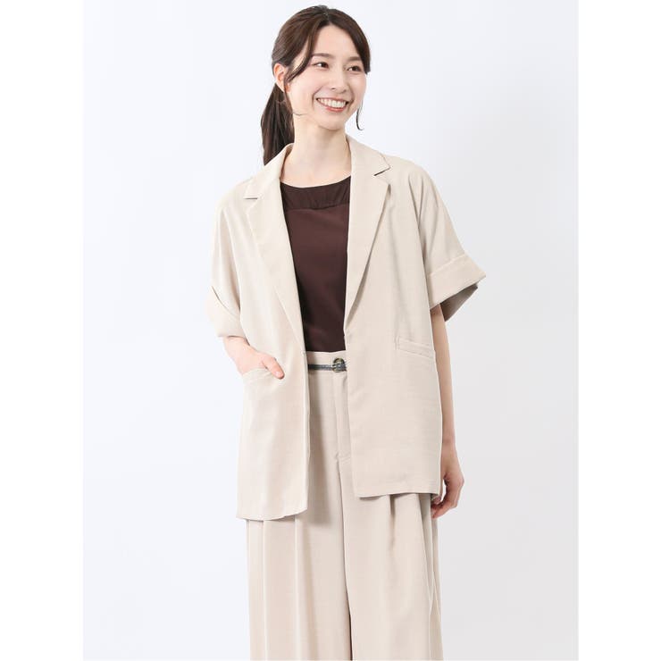 タンブラーオックス 半袖ジャケット(セットアップ可能) | TAKA-Q WOMEN | 詳細画像1 