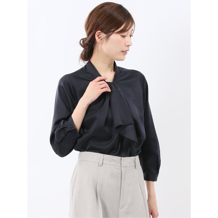 ねじりボウタイ 8分袖 プルオーバー ブラウス  | TAKA-Q WOMEN | 詳細画像4 