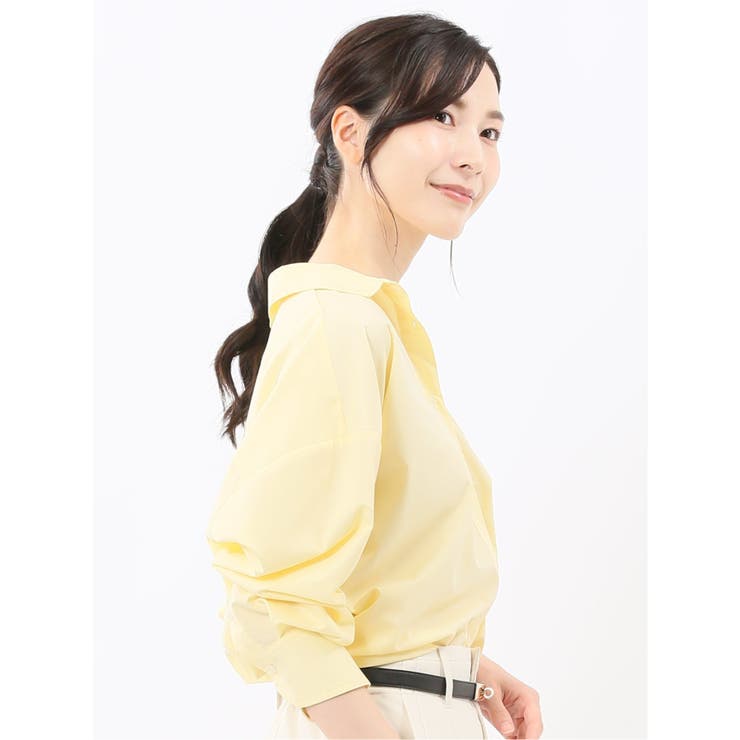 レギュラーカラー 長袖コクーンブラウス | TAKA-Q WOMEN | 詳細画像4 