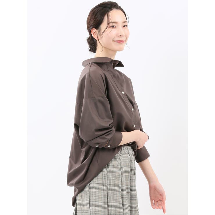 レギュラーカラー 長袖コクーンブラウス | TAKA-Q WOMEN | 詳細画像4 