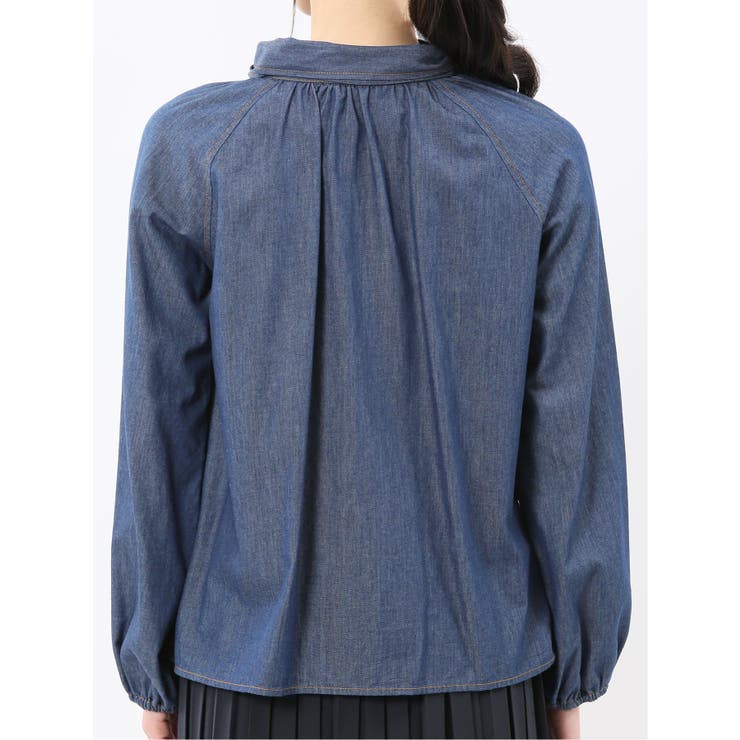 ボウタイ付き バンドカラー デニムブラウス | TAKA-Q WOMEN | 詳細画像8 
