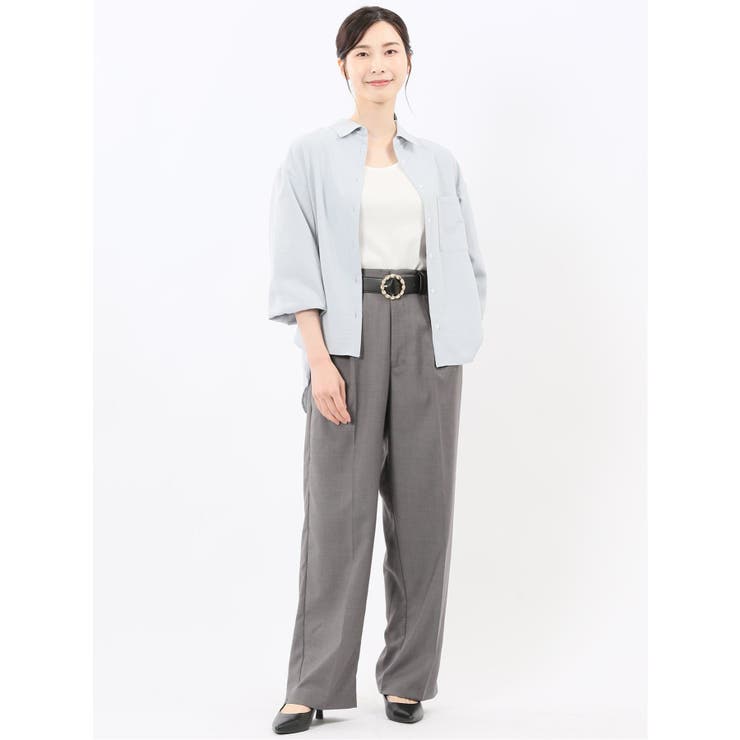 ストレッチ バックタック レギュラーカラー 長袖ブラウス | TAKA-Q WOMEN | 詳細画像35 
