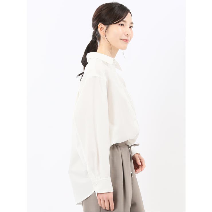 ストレッチ バックタック レギュラーカラー 長袖ブラウス | TAKA-Q WOMEN | 詳細画像4 