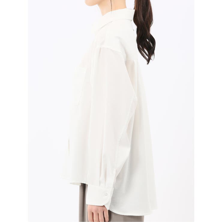 ストレッチ バックタック レギュラーカラー 長袖ブラウス | TAKA-Q WOMEN | 詳細画像7 