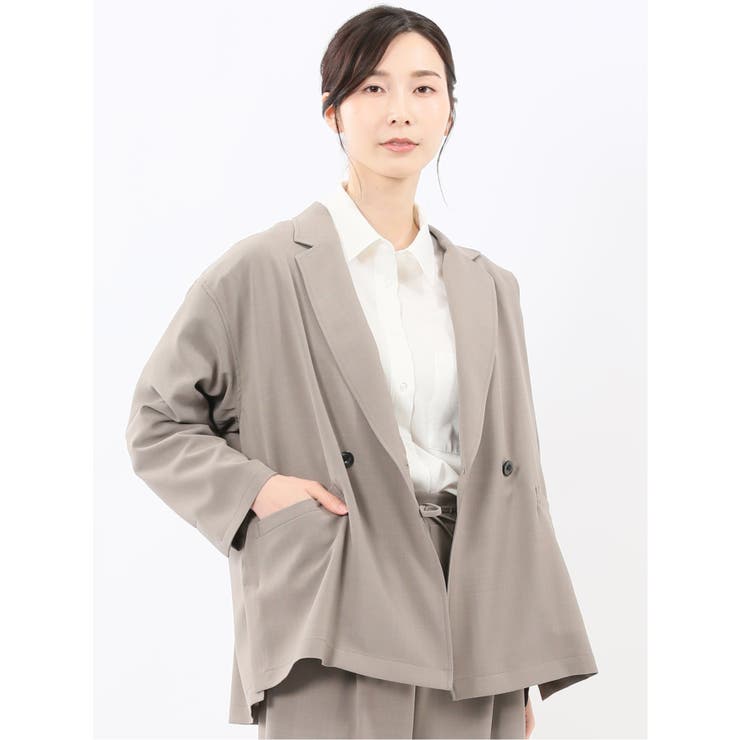 33ベージュ | ドライタッチ カルゼ シャツジャケット(セットアップ可能) | TAKA-Q WOMEN