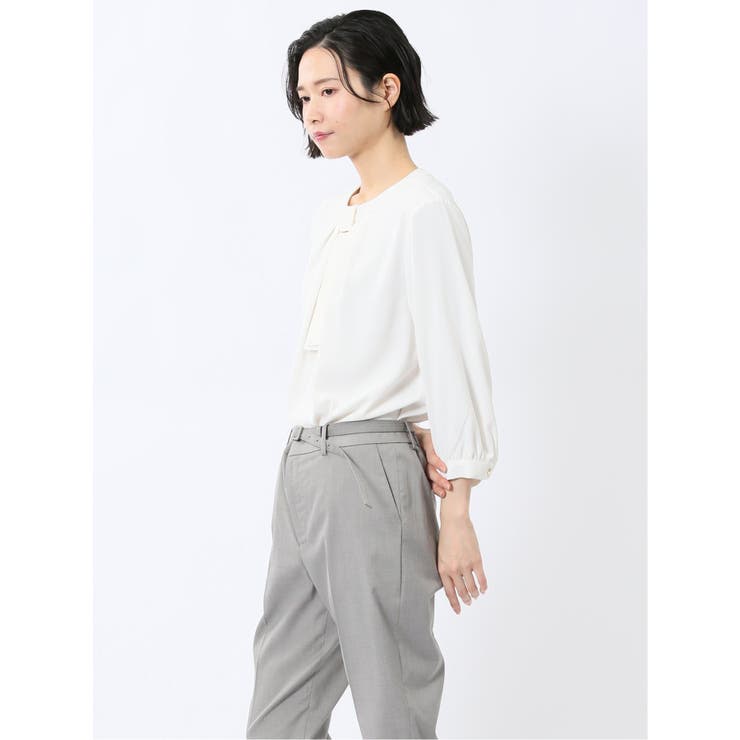 金具付きボウタイ風 7分袖プルオーバーブラウス | TAKA-Q WOMEN | 詳細画像2 