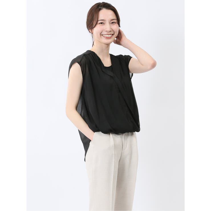 楊柳二重 ノースリ プルオーバーブラウス | TAKA-Q WOMEN | 詳細画像1 