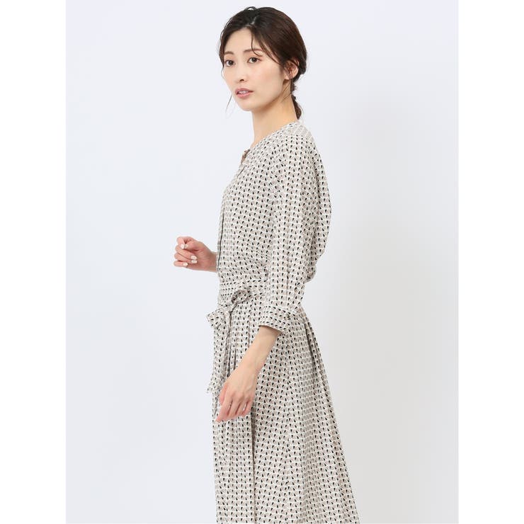 プリント キーネック 7分袖プルオーバーブラウス | TAKA-Q WOMEN | 詳細画像2 