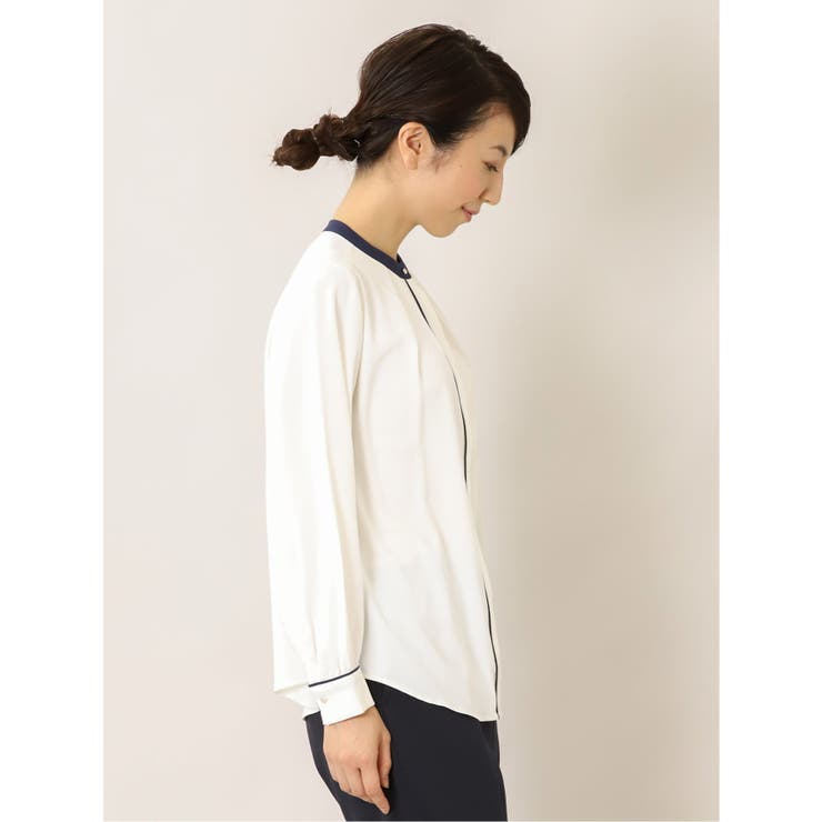 配色バンドカラー 長袖比翼ブラウス[品番：TKQJ0016106]｜TAKA-Q WOMEN（タカキューウーマン）のレディース ファッション通販｜SHOPLIST（ショップリスト）