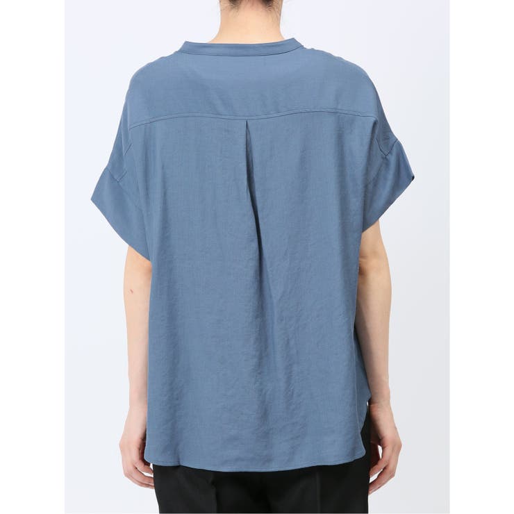 MARBLEマーブル 半袖 ブラウス マーブルワルツ/MARBLE WALTS スラブ バンドカラー半袖ブラウス