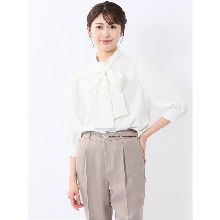 リボンタイ 7分袖 プルオーバーブラウス | TAKA-Q WOMEN | 詳細画像1 